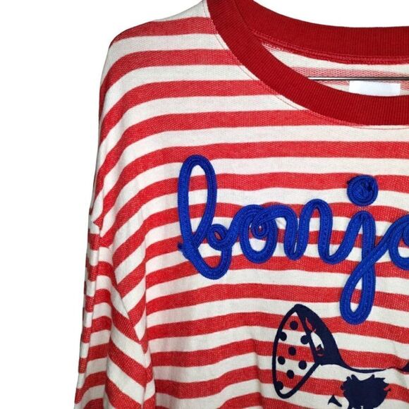 Stripe by N Womens Unisex Tee Shirt Size Small Bonjour Red White Stripes Cotton - Picture 5 of 12